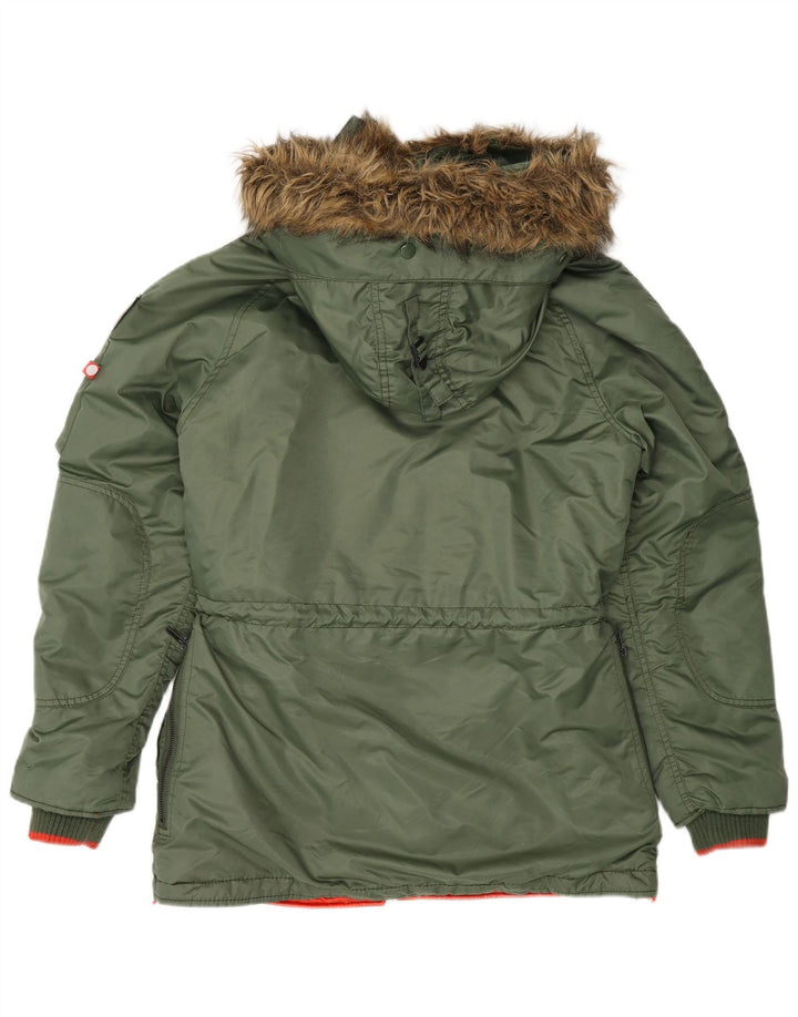 Męska kurtka parka z kapturem Superdry UK 36 Small Green Nylon