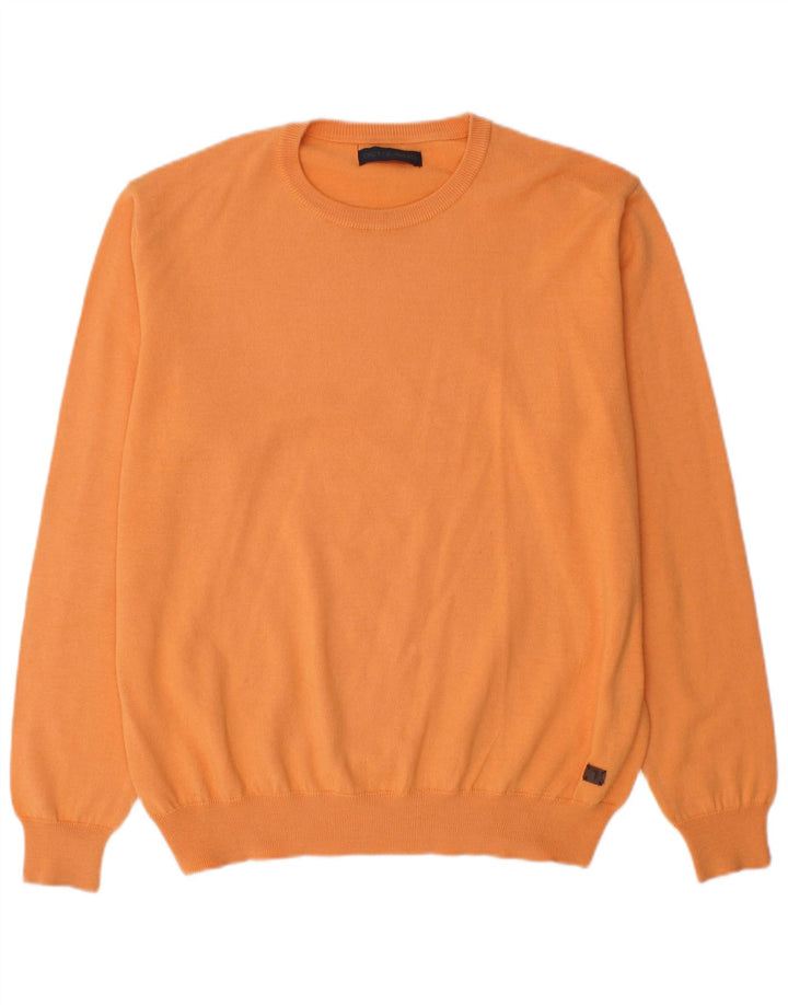Męski sweter z okrągłym dekoltem Trussardi XL, pomarańczowa wełna
