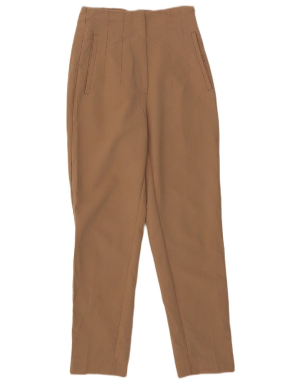 Damskie spodnie garniturowe z wysokim stanem Zara XS W24 L27 Beżowy poliester