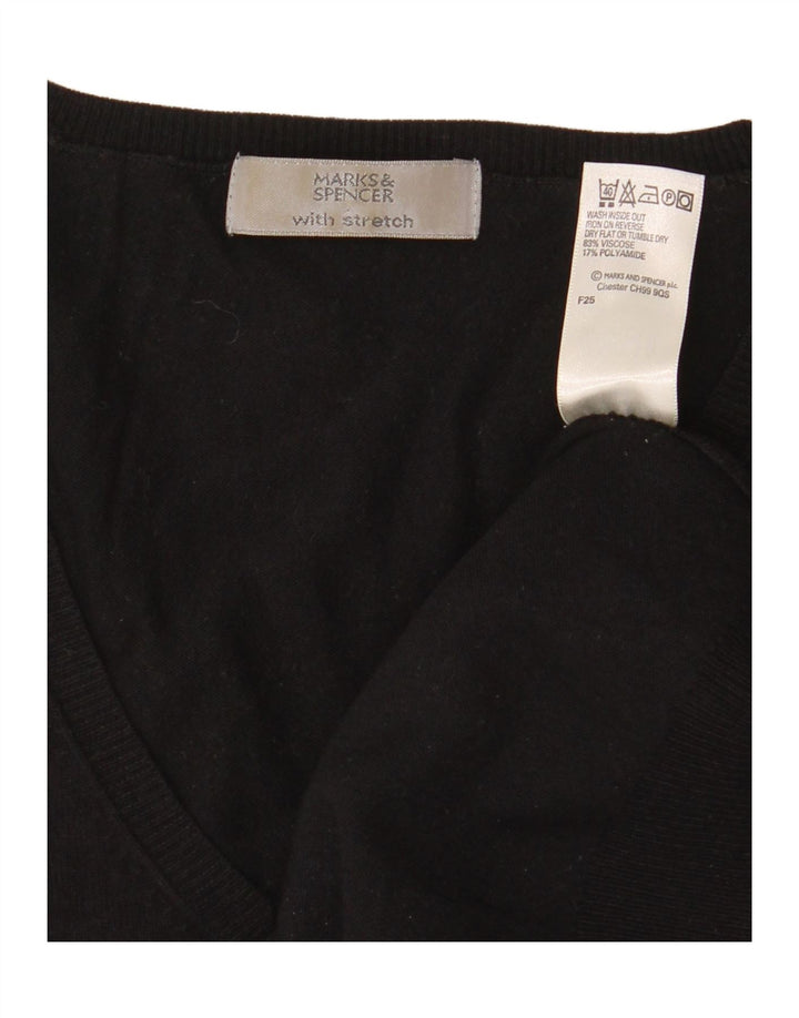 Sweter damski Marks & Spencer z rękawem 3/4 i dekoltem w kształcie litery V, UK 12, średni czarny