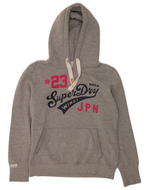 Damski sweter z kapturem Superdry Graphic UK 16, duży, szary, bawełniany