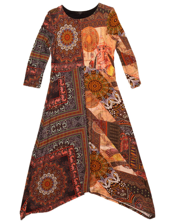 Damska sukienka maxi z rękawem 3/4 Desigual UK 14, duża, wielobarwna wiskoza