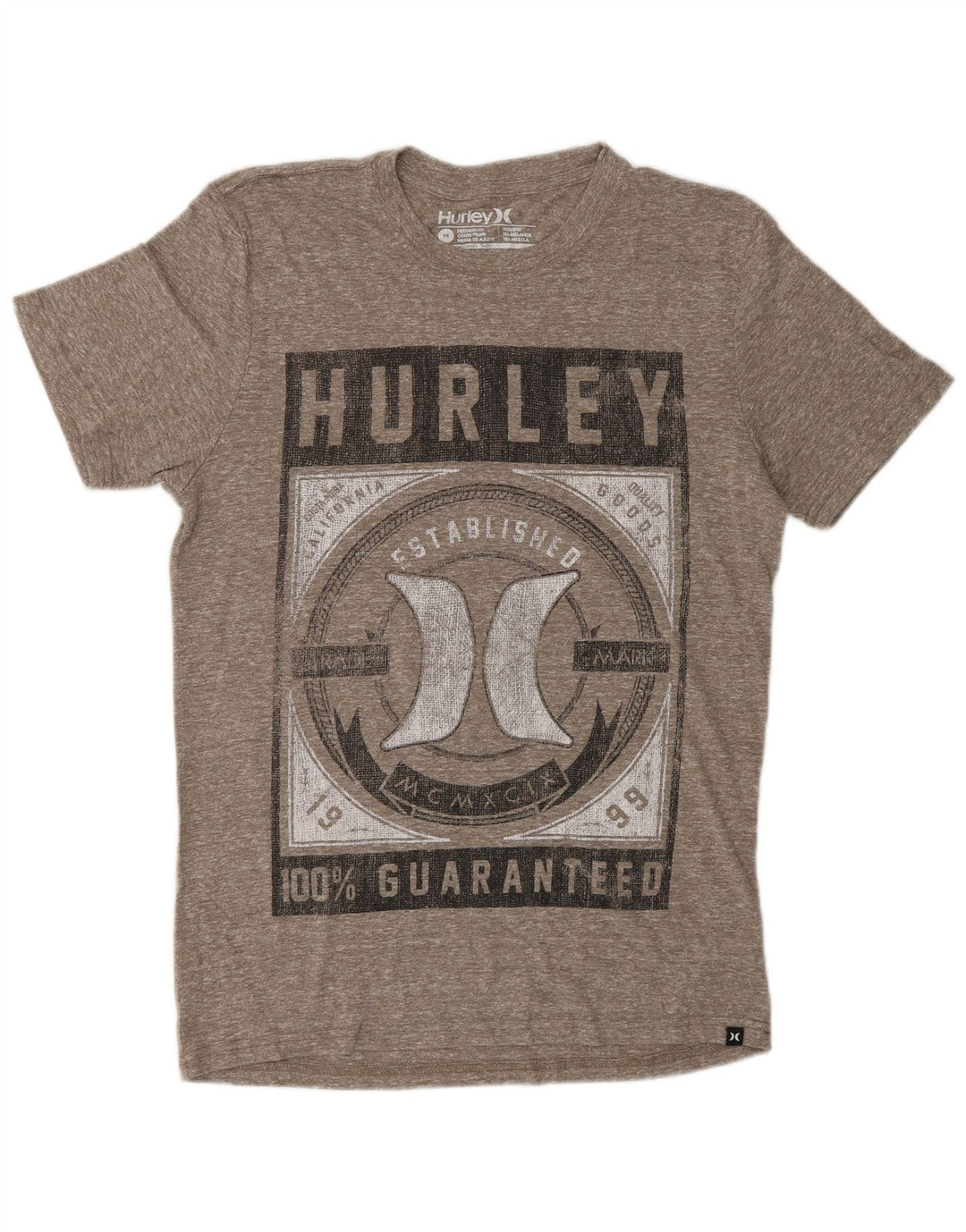Męski T-shirt HURLEY Premium Fit z grafiką, średnioszary, nakrapiany