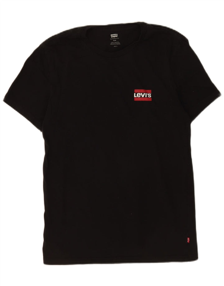 Męski wąski t-shirt Levi's Top, średni czarny, bawełniany