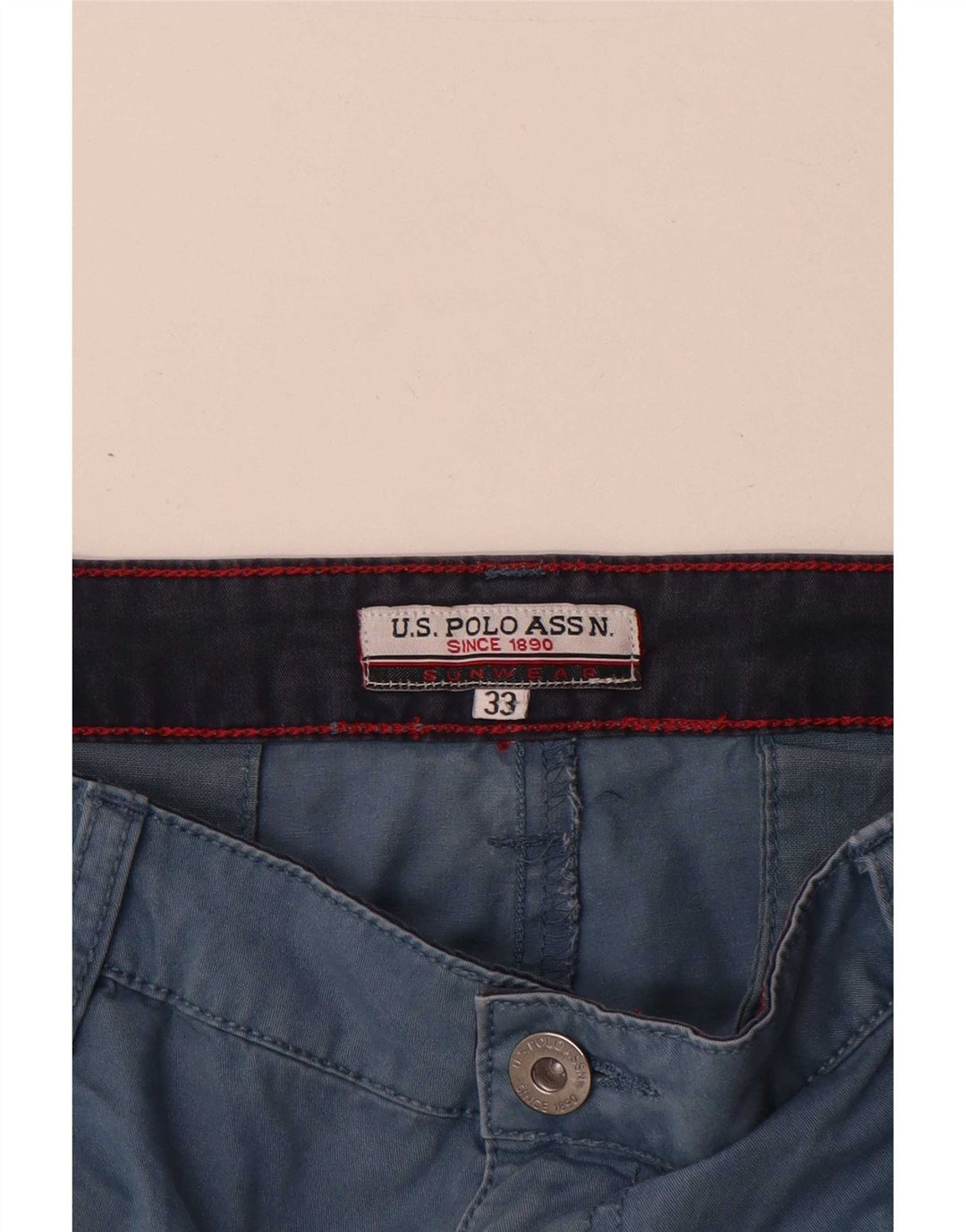 US Polo Assn. Męskie spodenki Chino W33 Średni niebieski, bawełniany