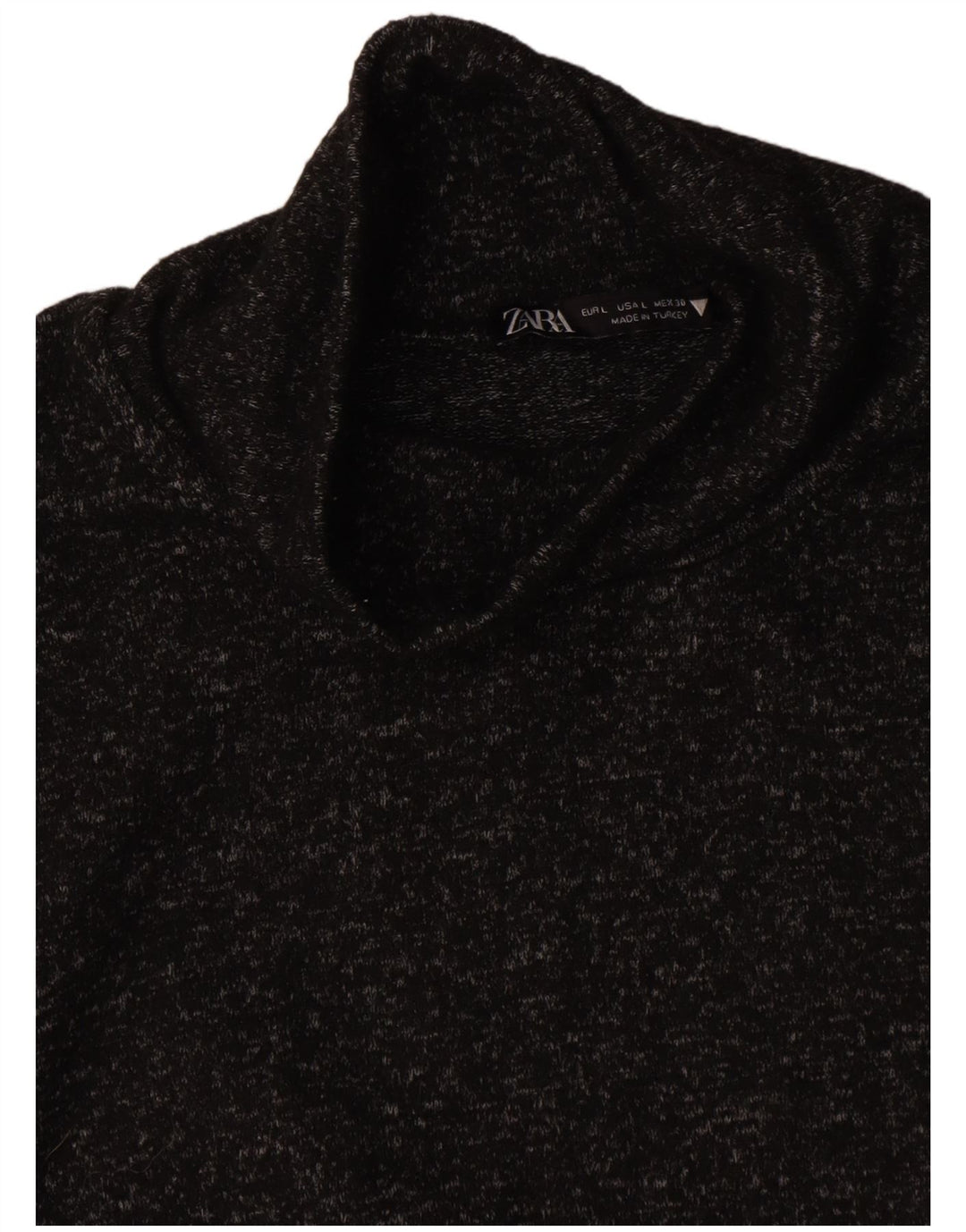 Sweter damski Zara z golfem UK 14, duży, czarny, nakrapiany