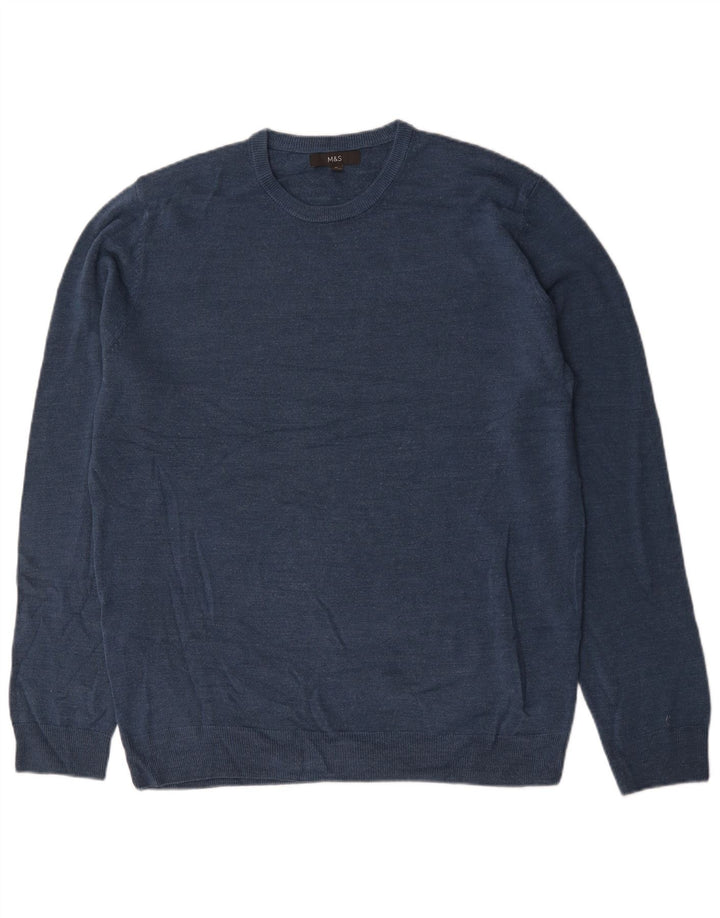 Marks & Spencer Męski sweter z okrągłym dekoltem XL, granatowy, akrylowy