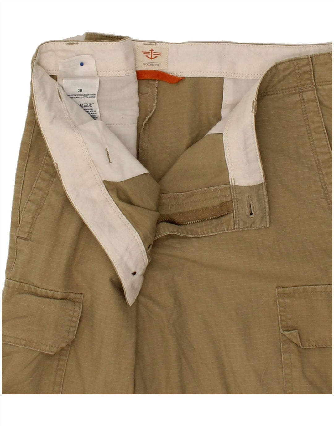 DOCKERS Mens Cargo Shorts W38 XL Beige Check Cotton Vintage Dockers and Second-Hand Dockers from Messina Hembry 