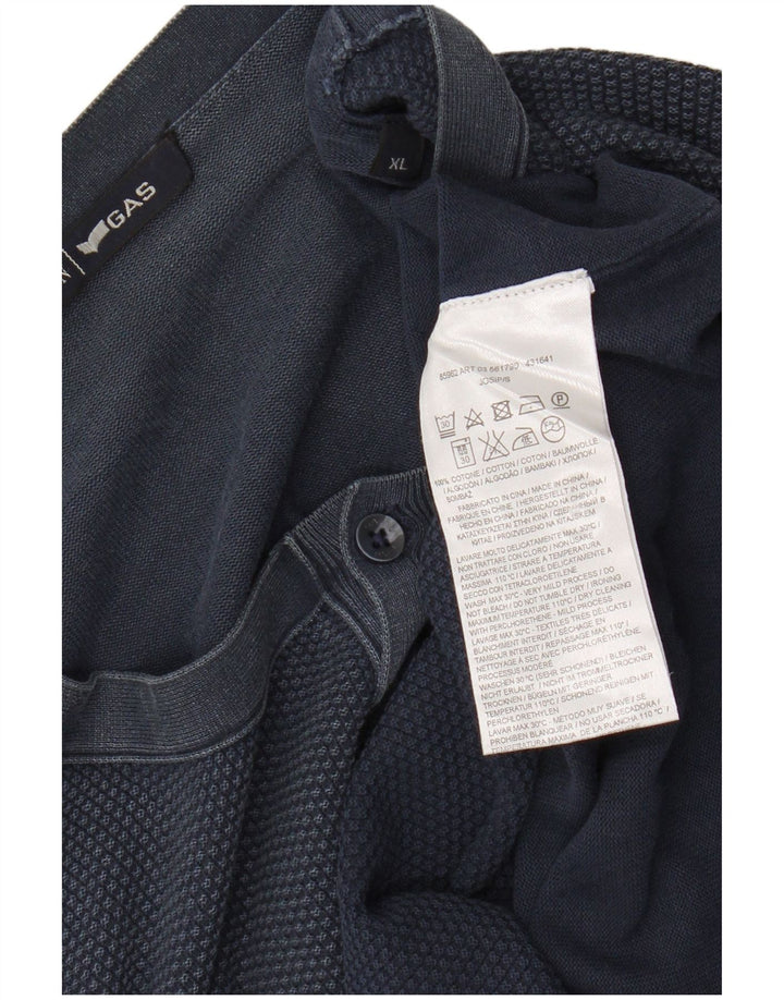 Męski sweter z okrągłym dekoltem Gas XL, niebieska bawełna