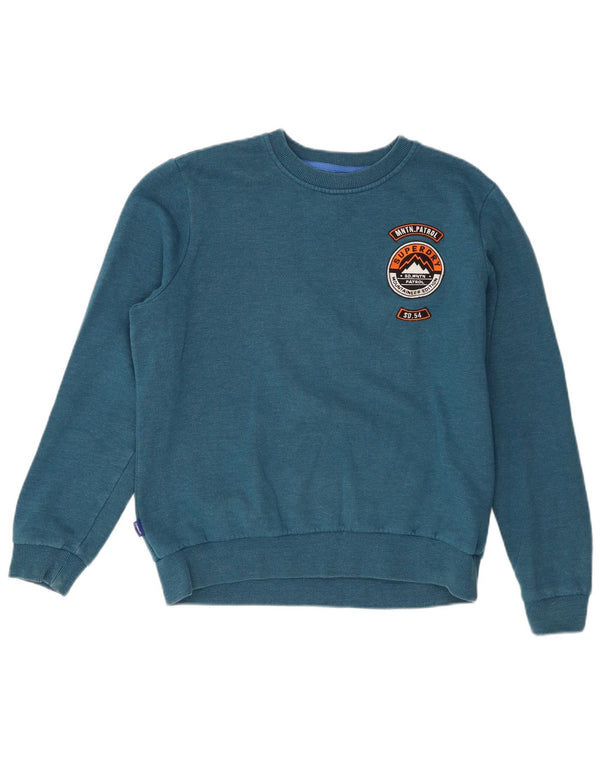 Damski sweter oversize Superdry z grafiką UK 10, mały, niebieski, bawełniany