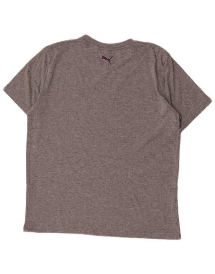 Męski T-shirt Puma z grafiką, duży, szary, z bawełny w plamki