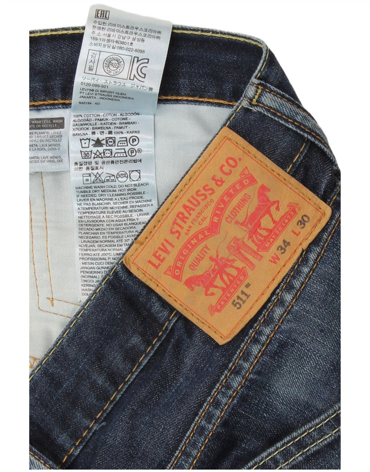 Męskie jeansy Levi's 511 Slim W34 L30 Niebieska bawełna