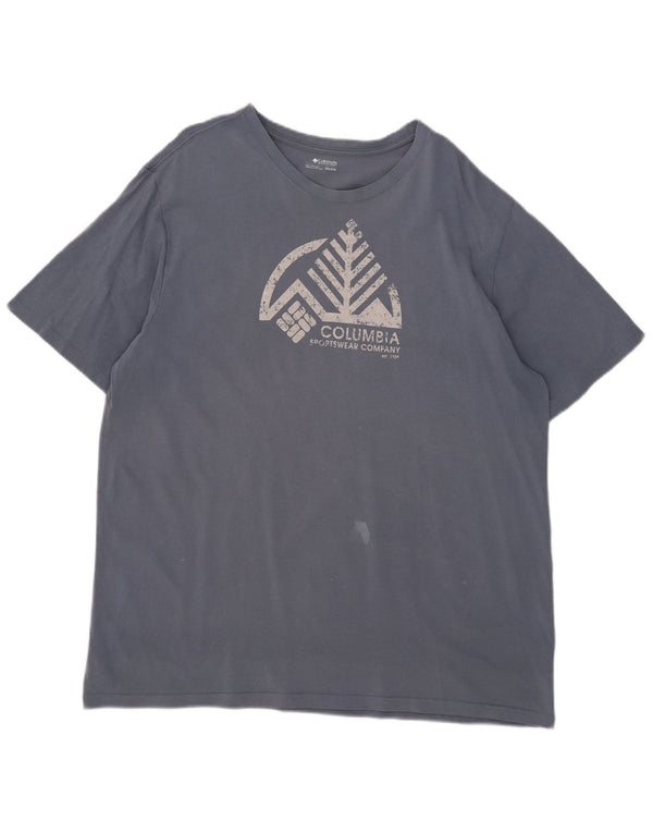 Columbia Mens Graphic T-Shirt Top 2XL Blue Cotton