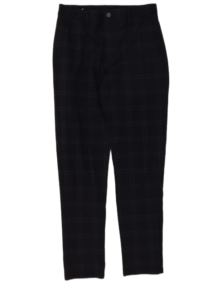 Męskie spodnie typu slim chino Zara, małe, W30 L29, granatowe, poliestrowe w kratę