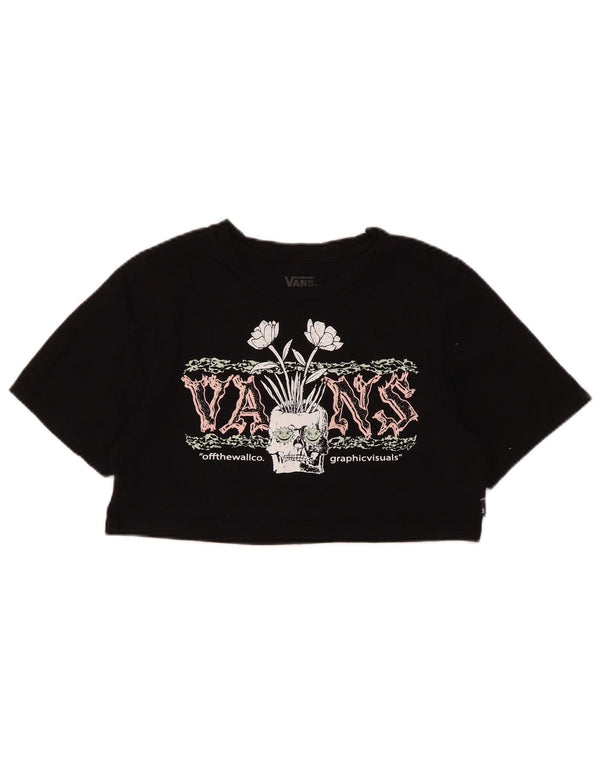 Damska koszulka Vans Crop Graphic Top UK 12, średnia czarna bawełna