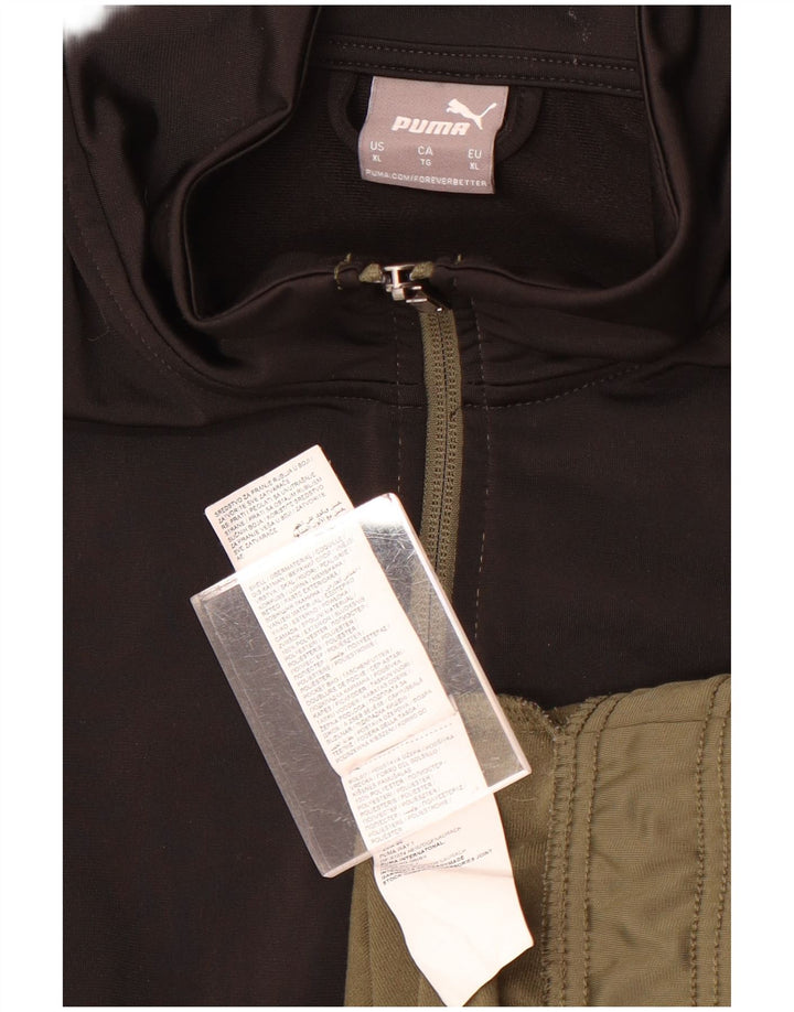 Męska kurtka dresowa Puma XL Khaki z poliestru w blokach kolorów