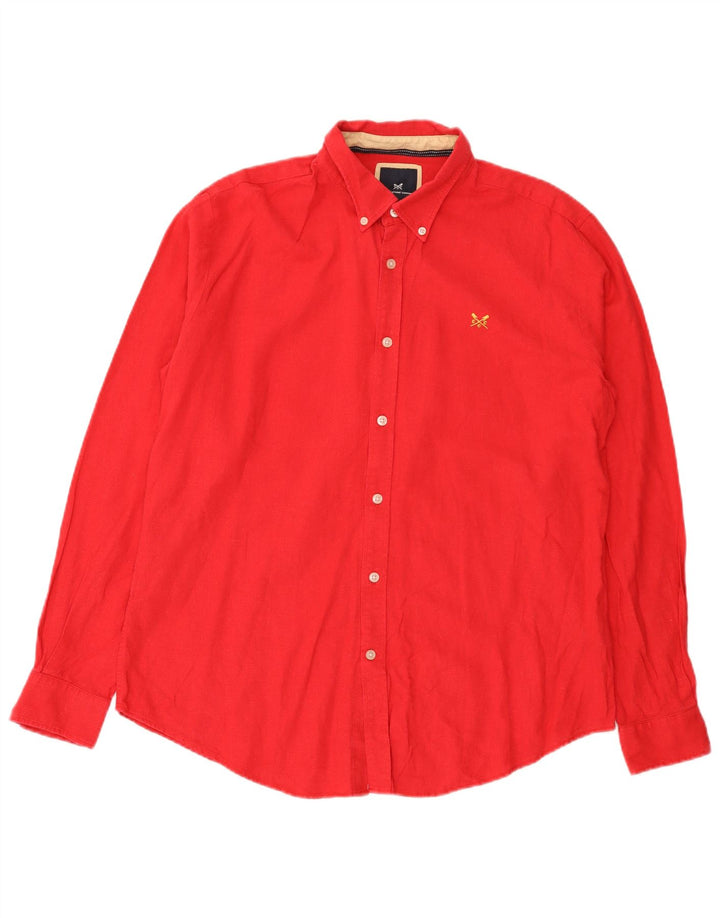 Crew Clothing Koszula męska duża czerwona lniana