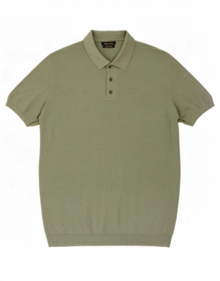 Męska koszulka polo Massimo Dutti, duża, zielona, bawełniana