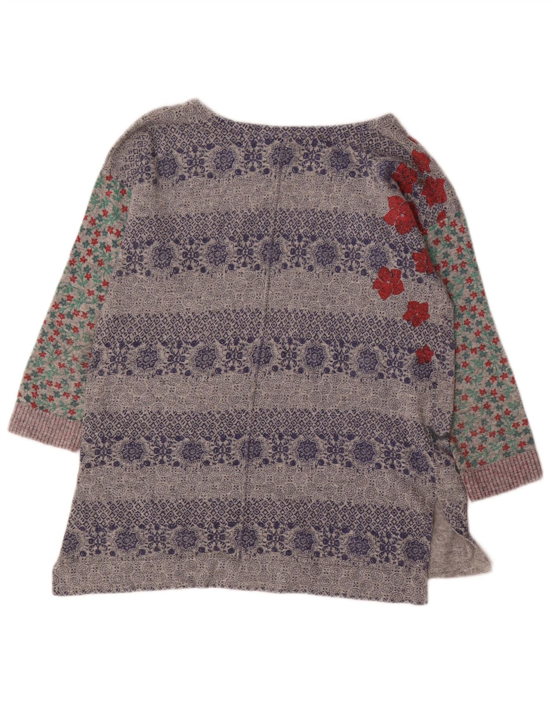 WHITE STUFF Damski sweter z graficznym dekoltem w łódkę UK 10, mały, szary