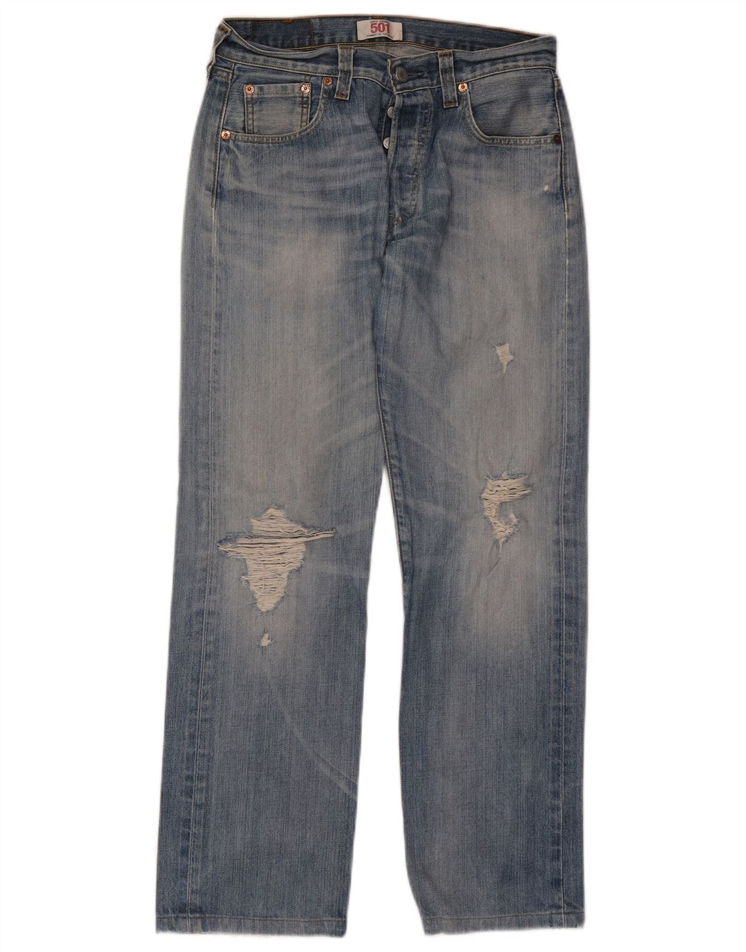 Męskie jeansy Levi's 501 w trudnej sytuacji W30 L29 Niebieska bawełna