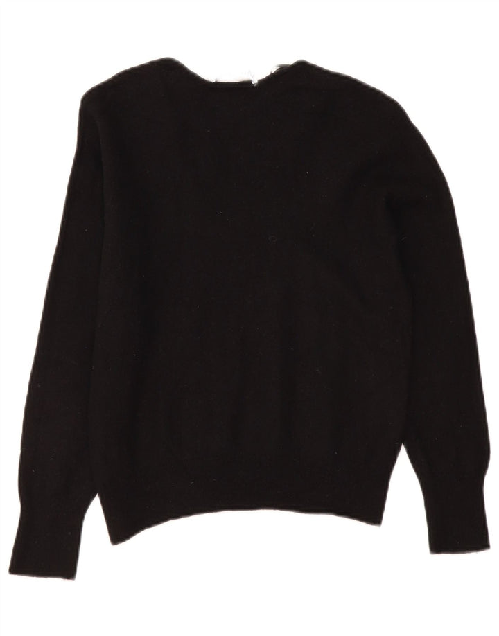 Sweter damski Zara z dekoltem w kształcie litery V, UK 10, mała, czarna wełna