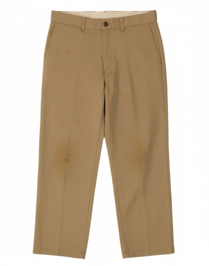 DICKIES Mens Straight Chino Trousers W36 L30 Beige Polyester