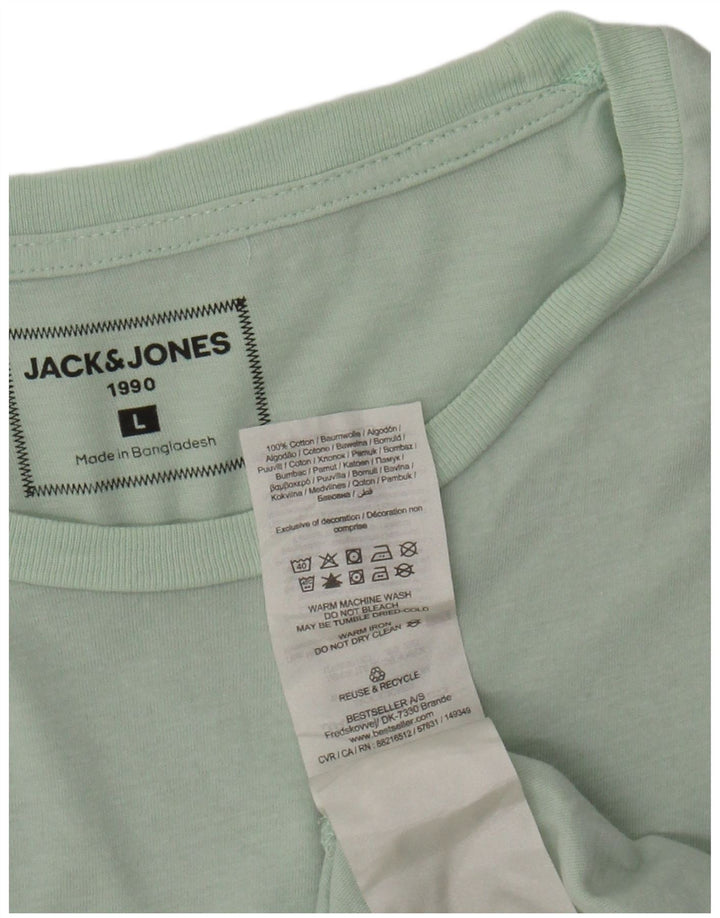 Męski T-shirt z grafiką JACK & JONES, duży, zielony, bawełniany