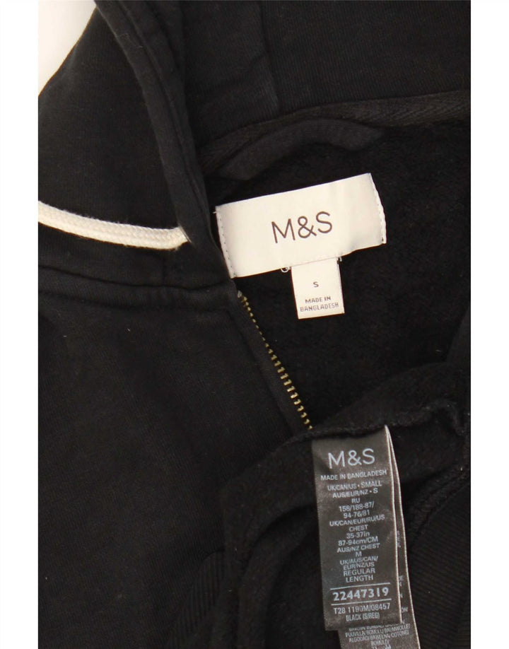 Marks & Spencer Męski sweter z kapturem i zamkiem, średni czarny, bawełniany