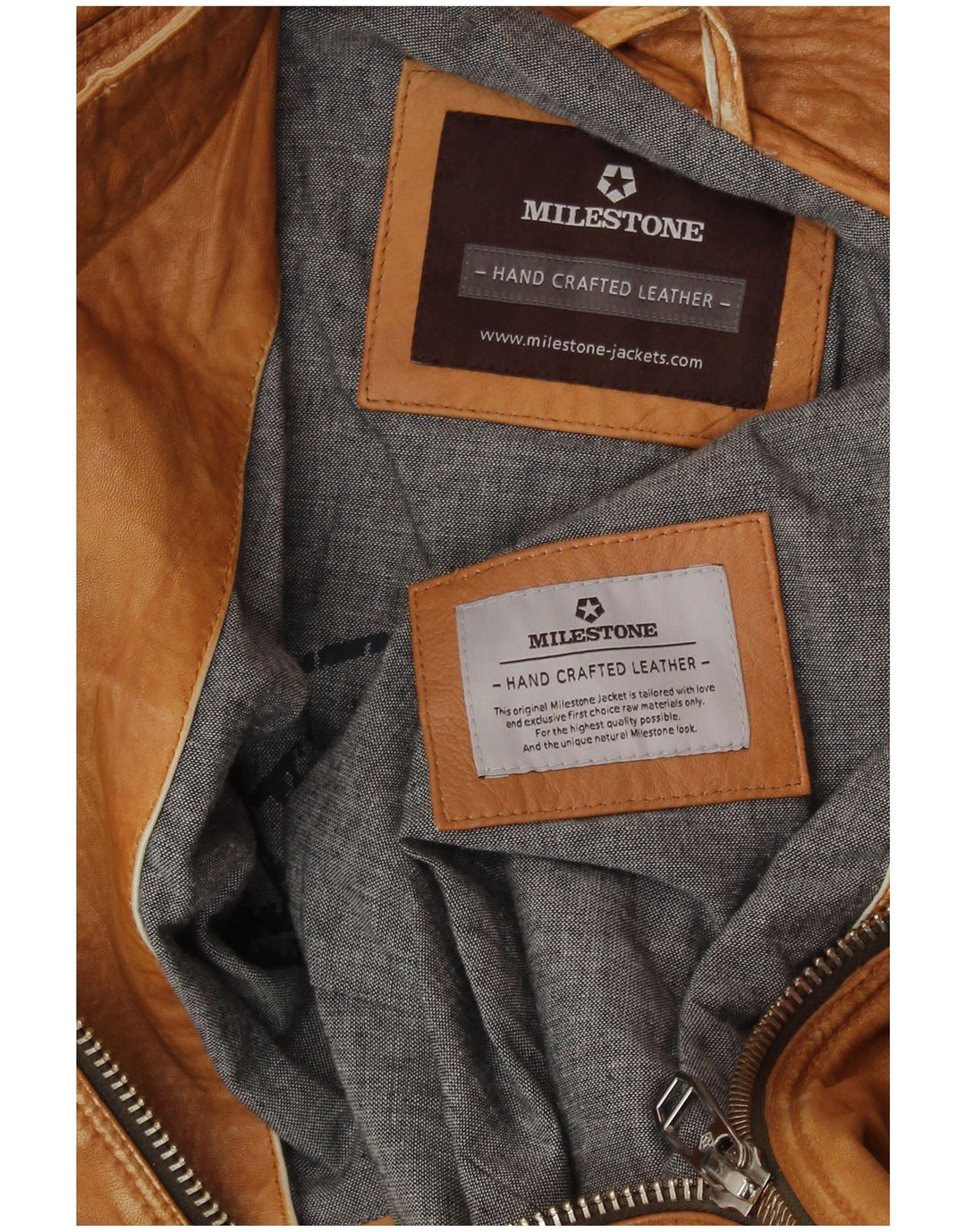 MILESTONE Męska kurtka skórzana UK 40 duża beżowa skóra