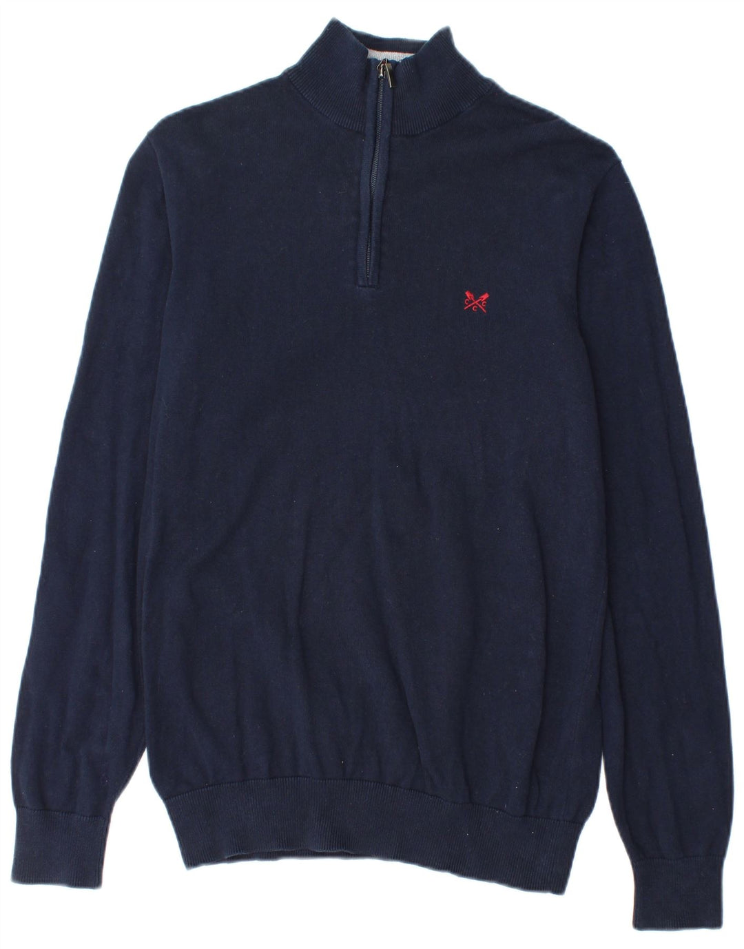 Crew Clothing Męski sweter z zamkiem błyskawicznym, średni granatowy, bawełniany