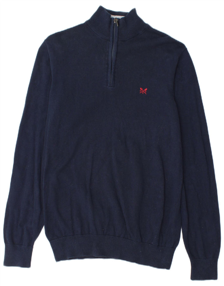 Crew Clothing Męski sweter z zamkiem błyskawicznym, średni granatowy, bawełniany