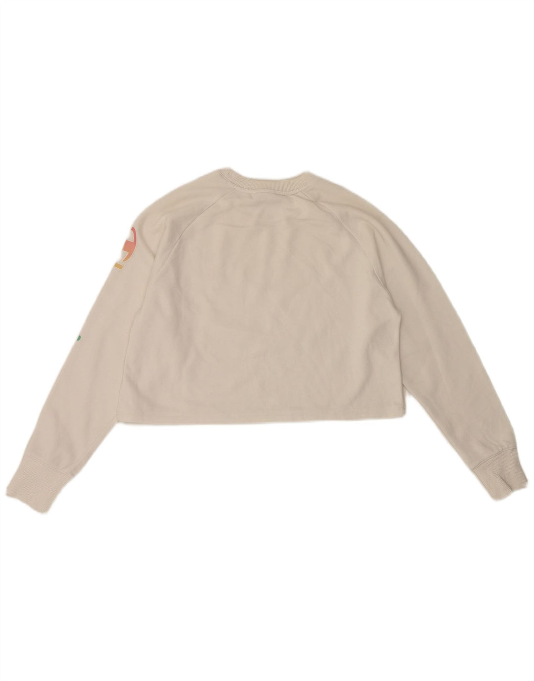 Damski, oversize'owy, krótki top z grafiką Champion, z długim rękawem, UK 10, mały, biały