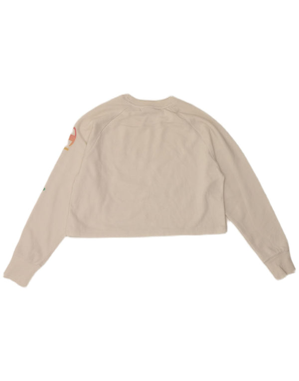 Damski, oversize'owy, krótki top z grafiką Champion, z długim rękawem, UK 10, mały, biały