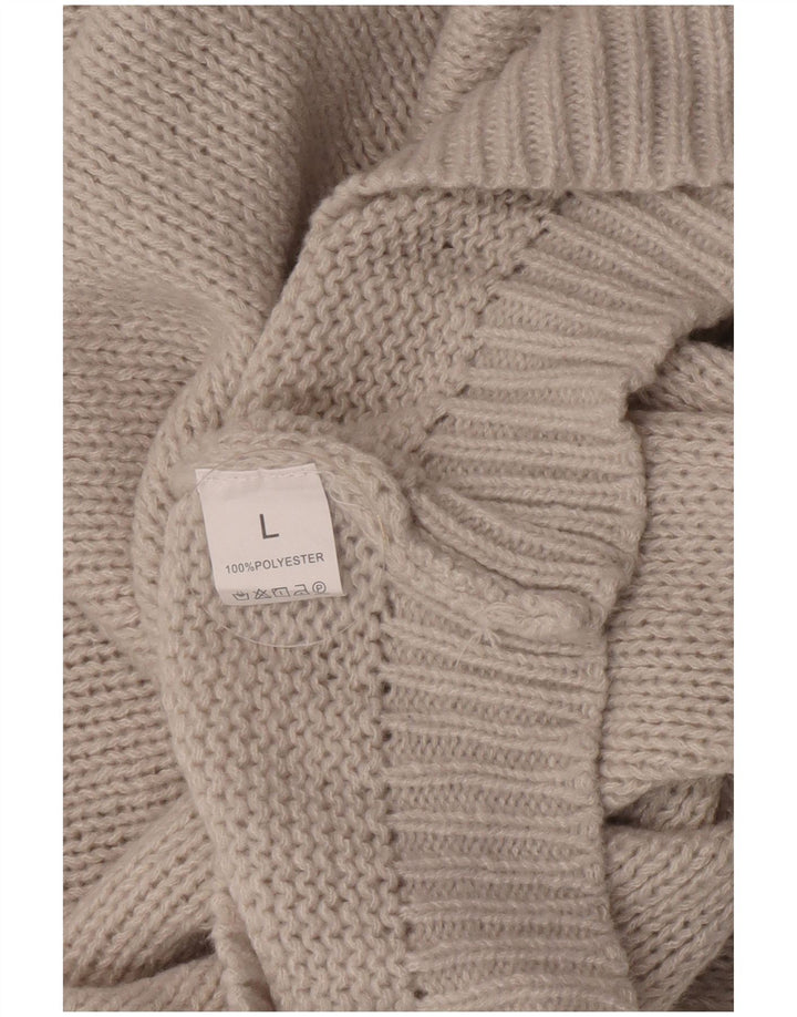 Sweter damski w stylu vintage z okrągłym dekoltem UK 16, duży, szary poliester