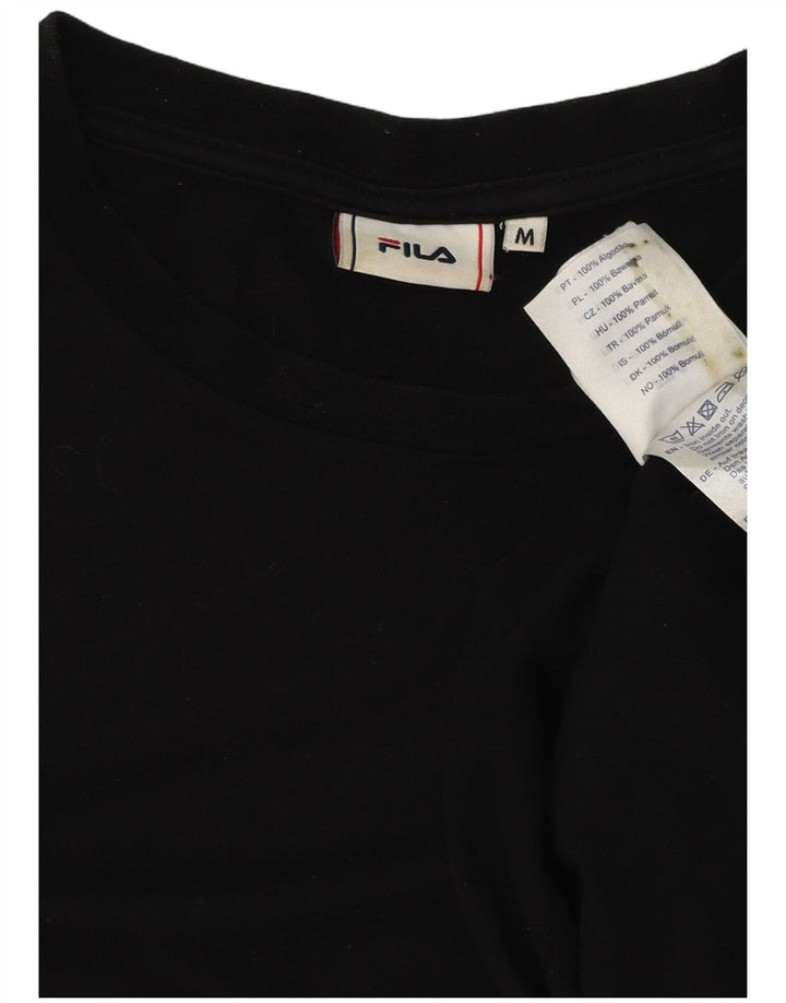 Męski T-shirt Fila z grafiką, bawełniany, średniej wielkości, w kolorze czarnym