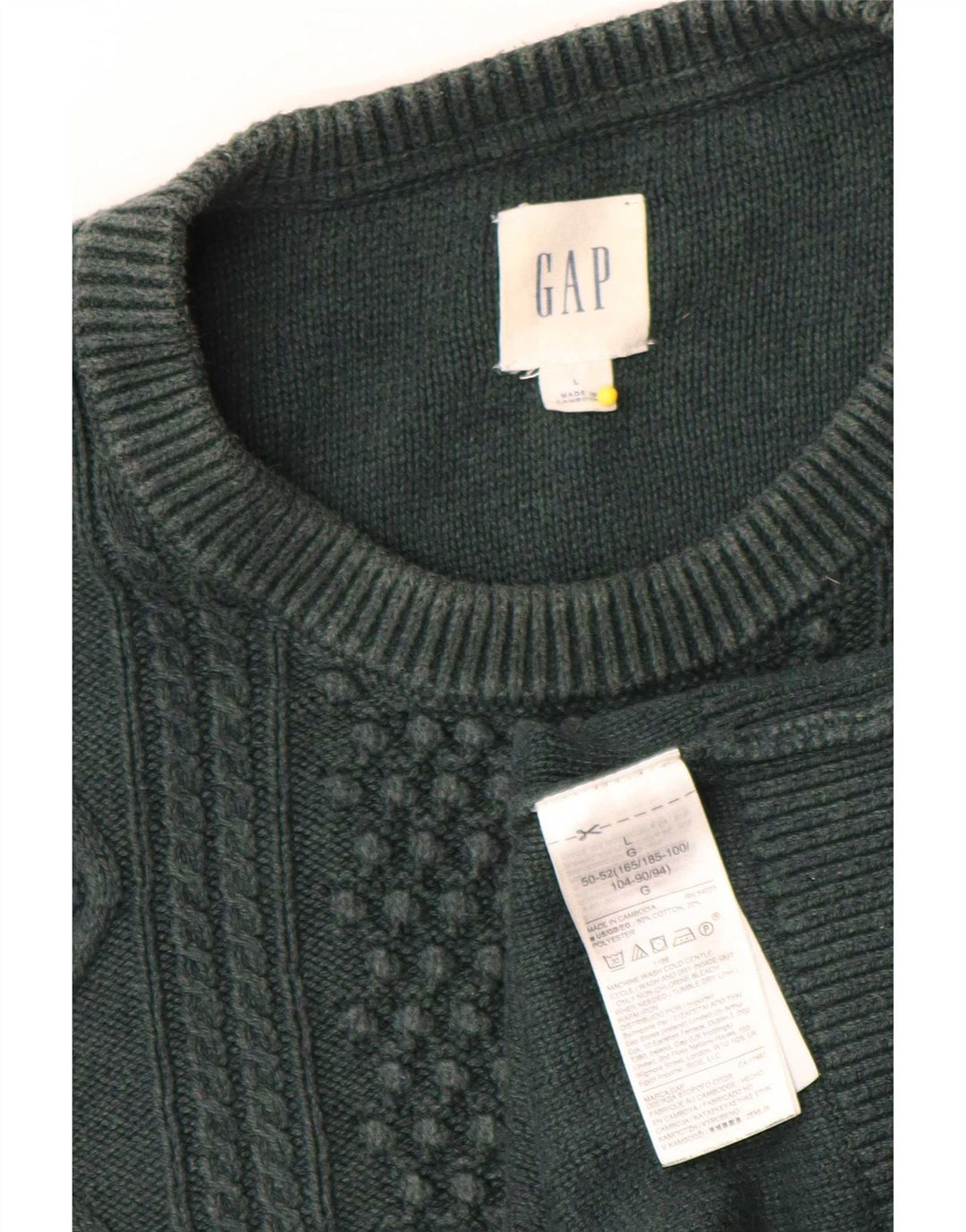 Męski sweter Gap z okrągłym dekoltem, duży, zielony, bawełniany