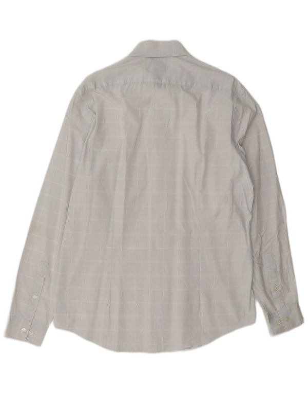 Calvin Klein Mens Slim Fit Shirt Size 41 16 Large Blue Check Cotton