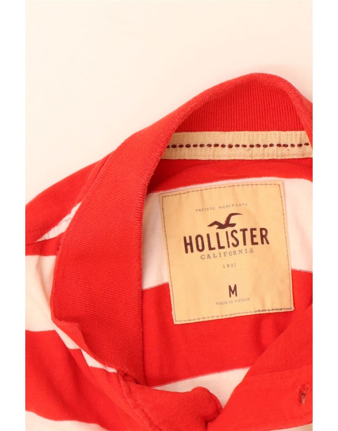 Męska koszulka polo HOLLISTER w średnie czerwone paski