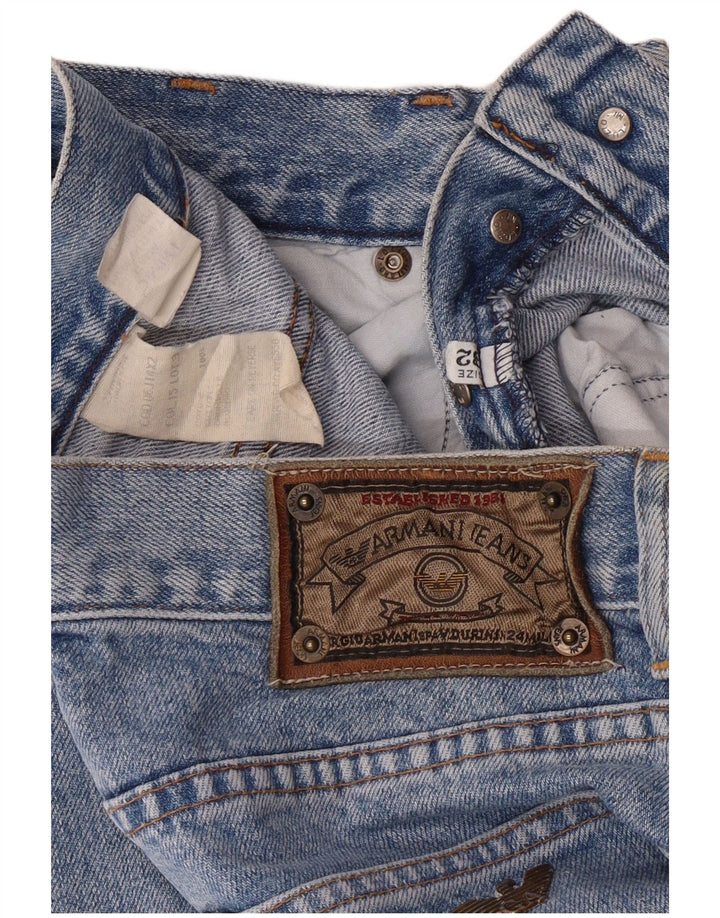 Męskie proste dżinsy Armani z wysokim stanem W32 L29, niebieska bawełna