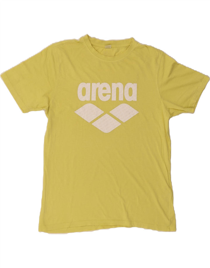ARENA Mens Graphic T-Shirt Top Large Yellow Cotton Vintage Arena and Second-Hand Arena from Messina Hembry 