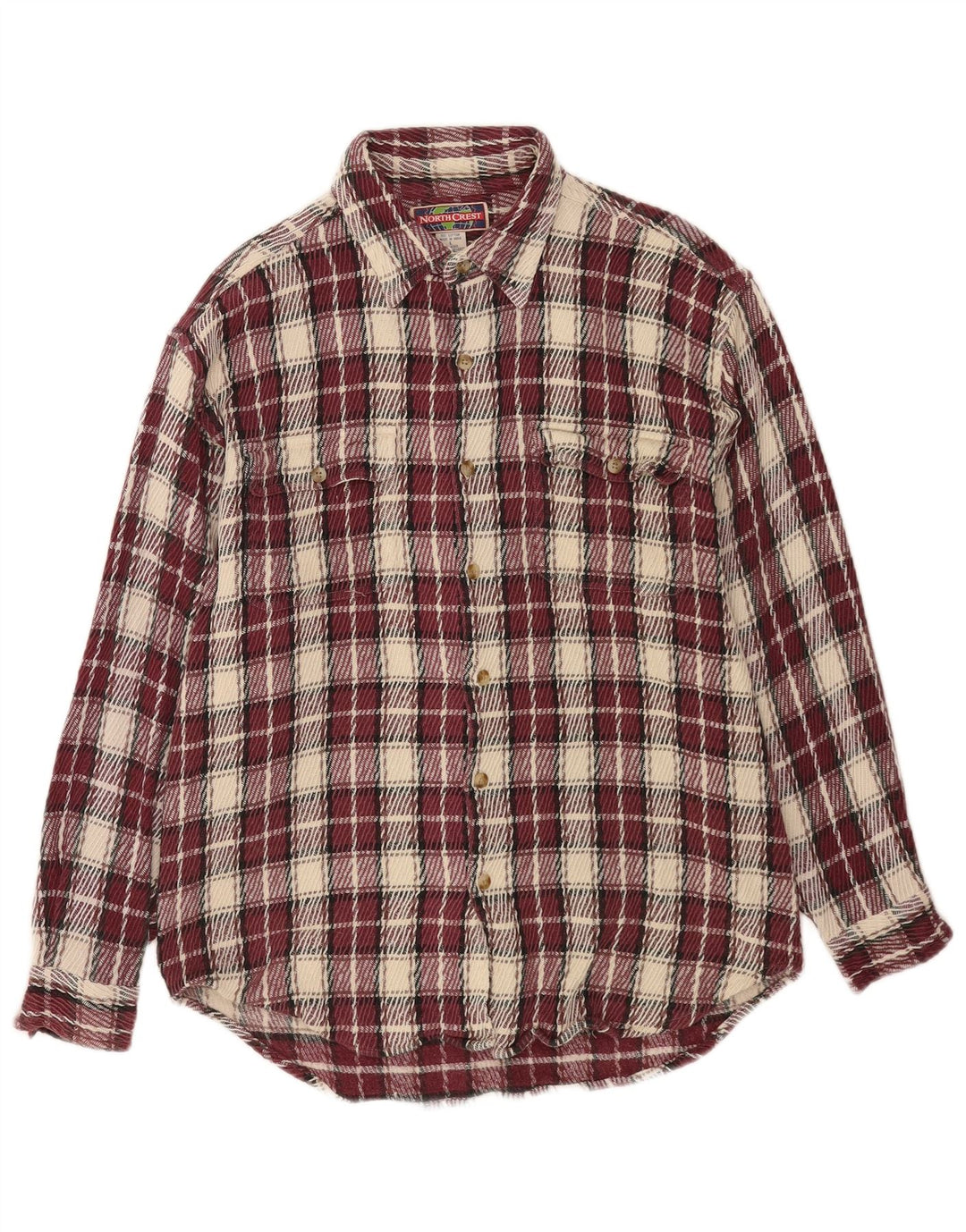 Męska koszula flanelowa North Crest, duża, bordowa, bawełniana w kratę