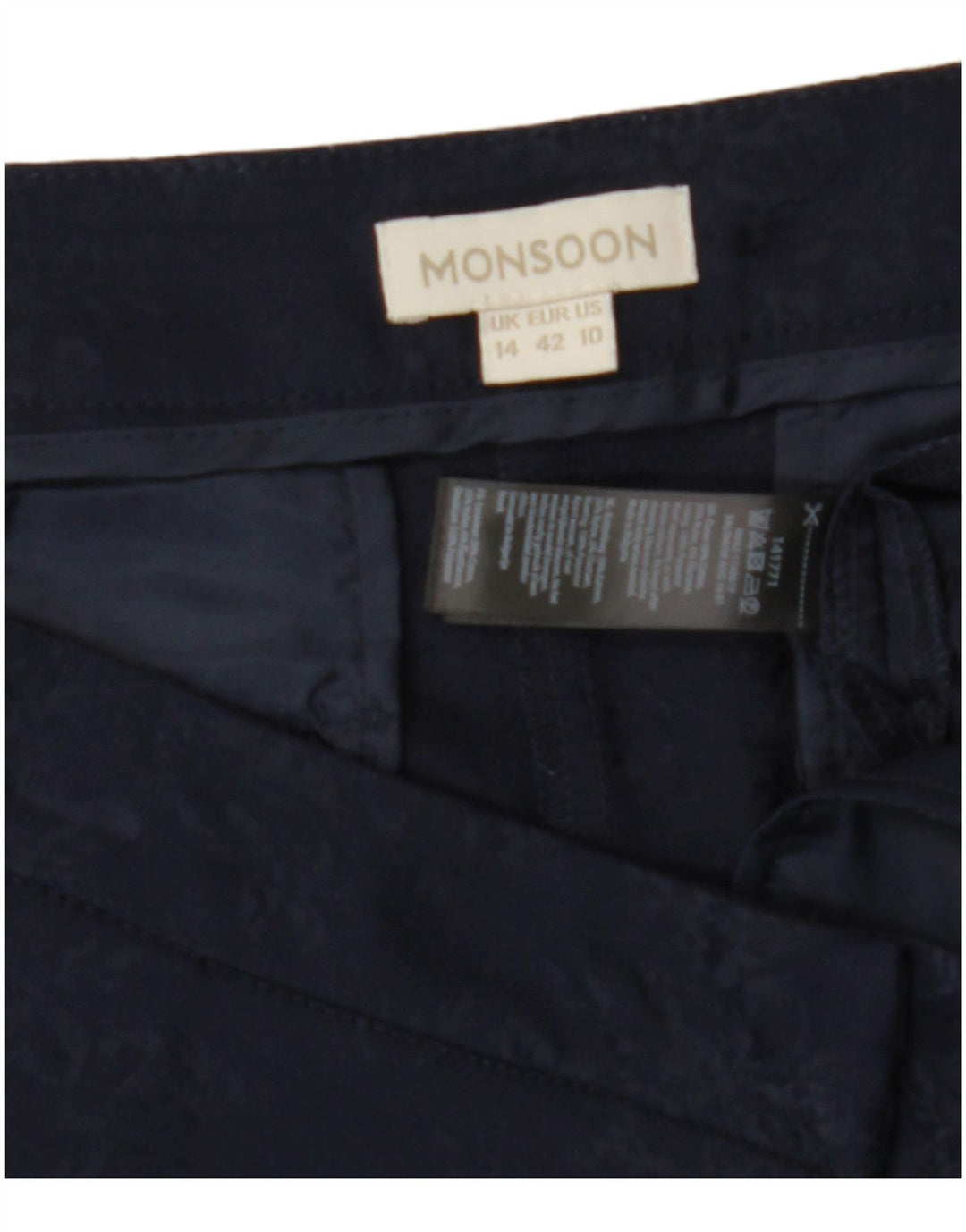 Damskie spodnie typu slim chino MONSOON UK 14 Large W34 L29 Granatowo-kwiatowe