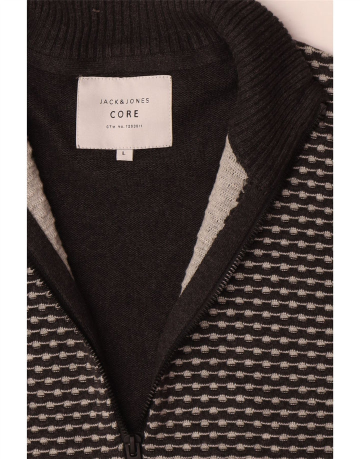 Męski sweter kardigan Jack & Jones, duży, szary, geometryczny