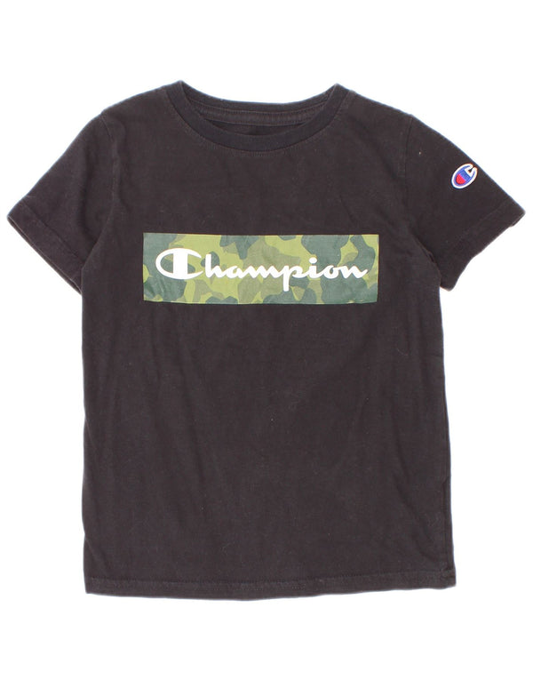 Chłopięcy T-shirt z grafiką Champion, 4-5 lat, czarna bawełna