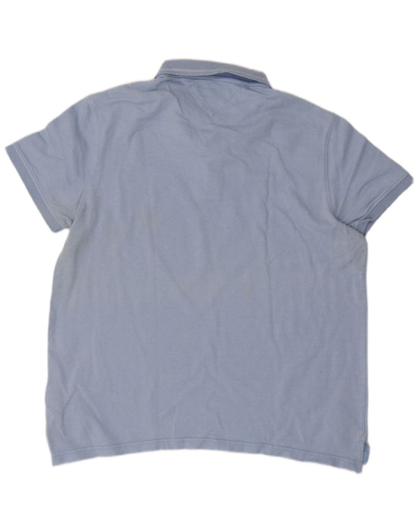 Męska koszulka polo slim fit Tommy Hilfiger 2XL niebieska bawełna