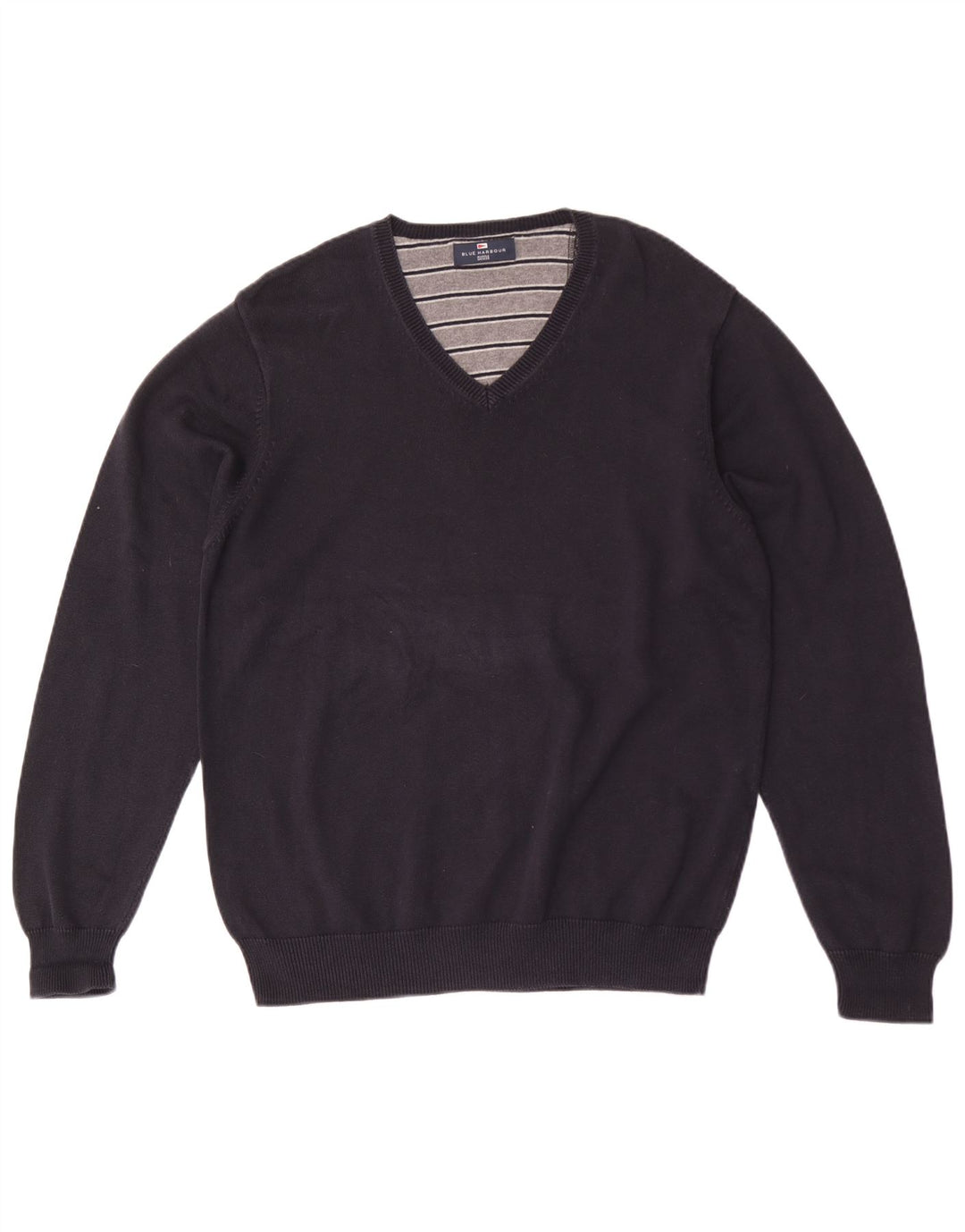 Męski sweter Marks & Spencer Blue Harbor z dekoltem w kształcie litery V, duży, granatowy