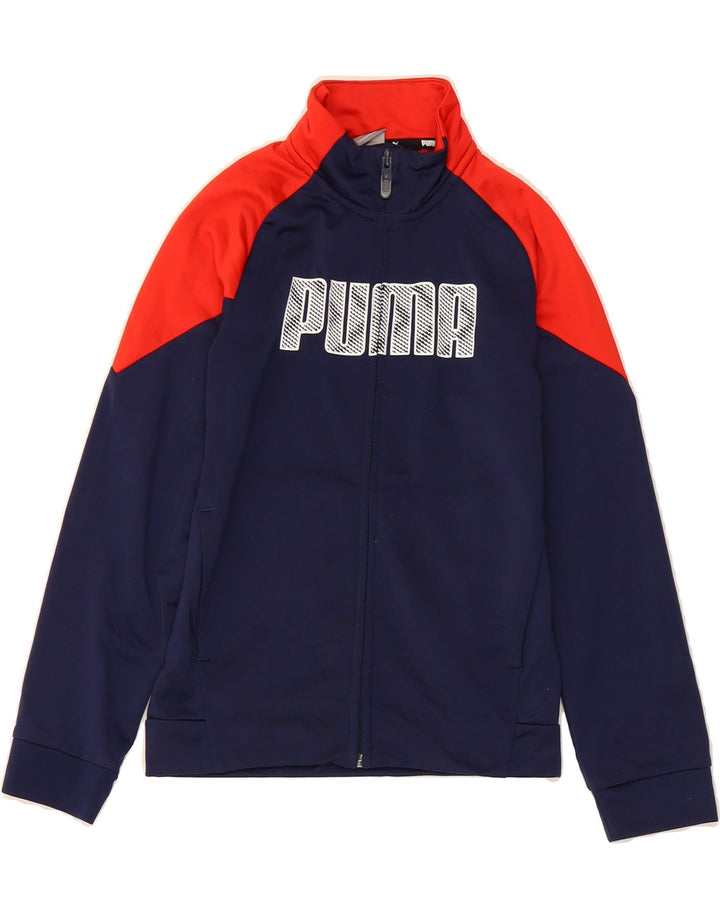 PUMA Boys Tracksuit Top Jacket 9-10 Years Medium  Navy Blue Colourblock Vintage Puma and Second-Hand Puma from Messina Hembry 