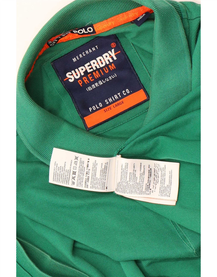 Męska koszulka polo Superdry, duża, zielona, bawełniana