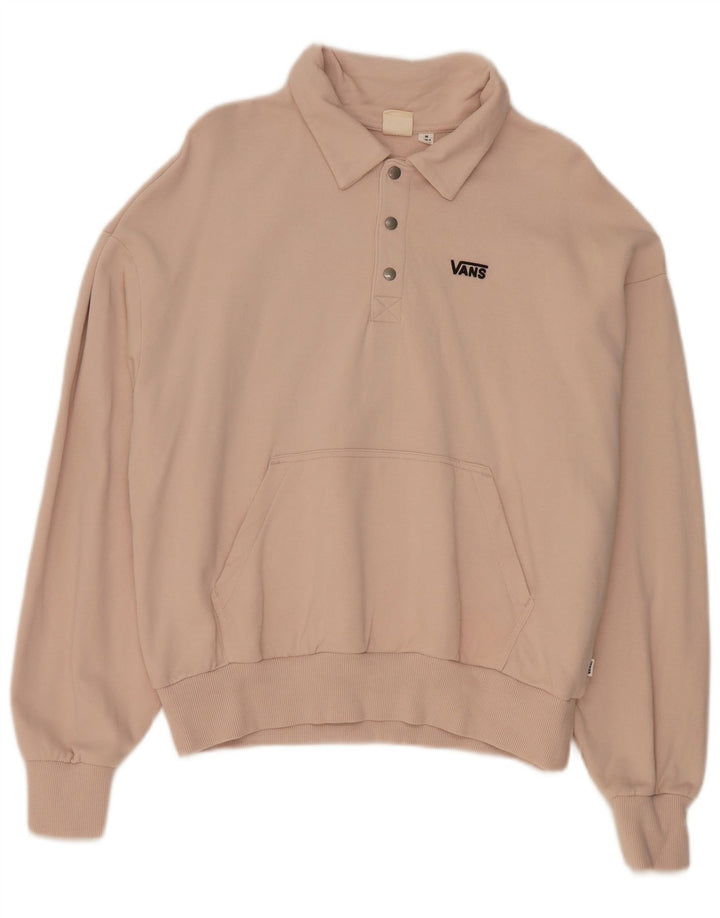Męska bluza Vans Polo z dekoltem w serek, średnioróżowa, bawełniana