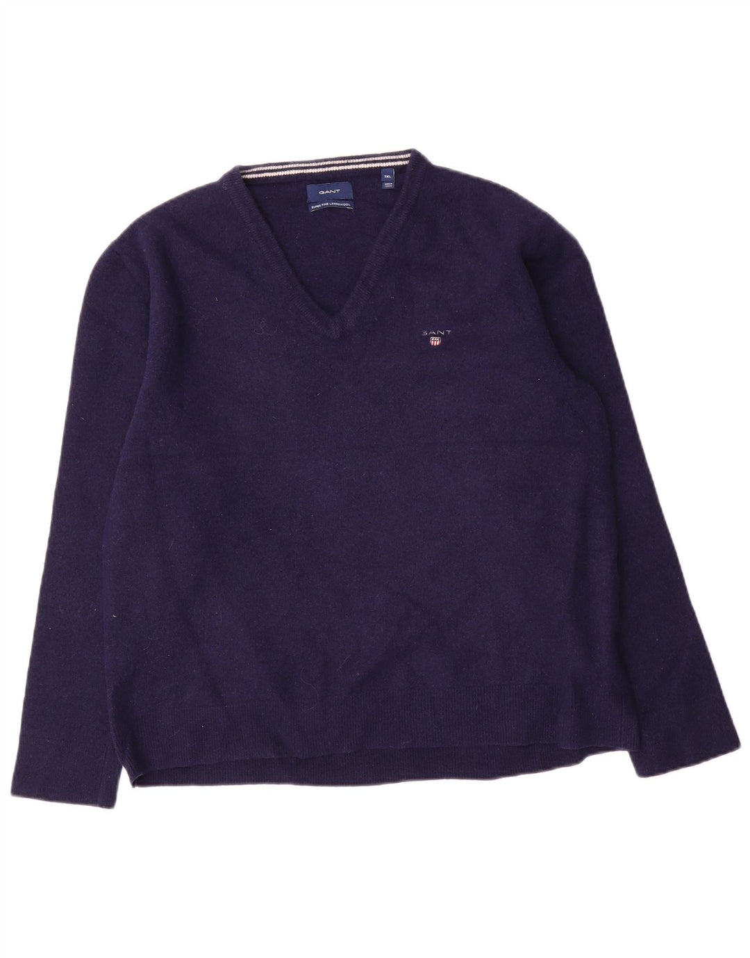 Męski sweter Gant z dekoltem w kształcie litery V, 2XL, granatowo-wełniany